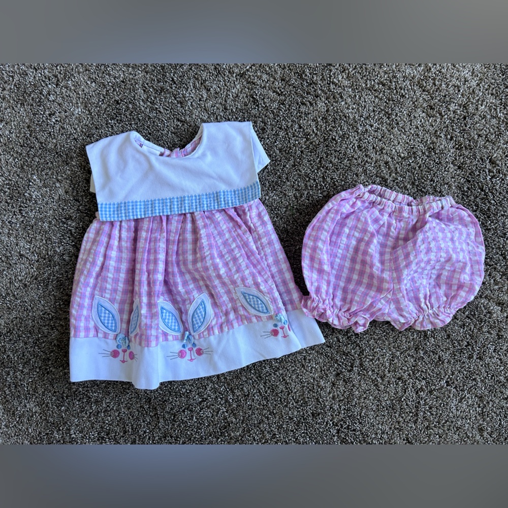 Starting Out Pink and White Gingham Dress with Bloom Embroidery Size 3mo